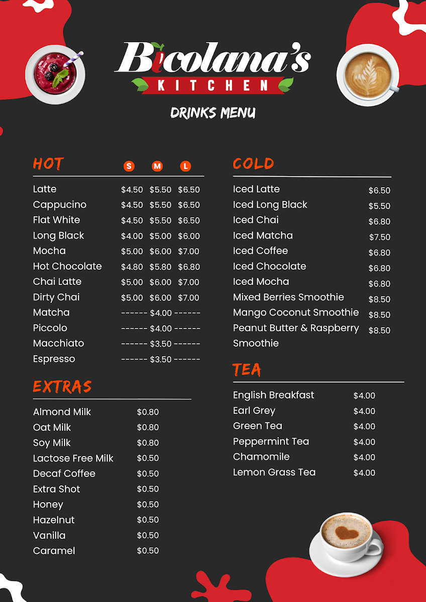 Menu, Bicolanas Kitchen