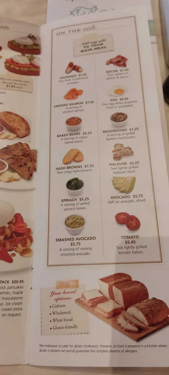 Menu, Dôme Café - Kalgoorlie