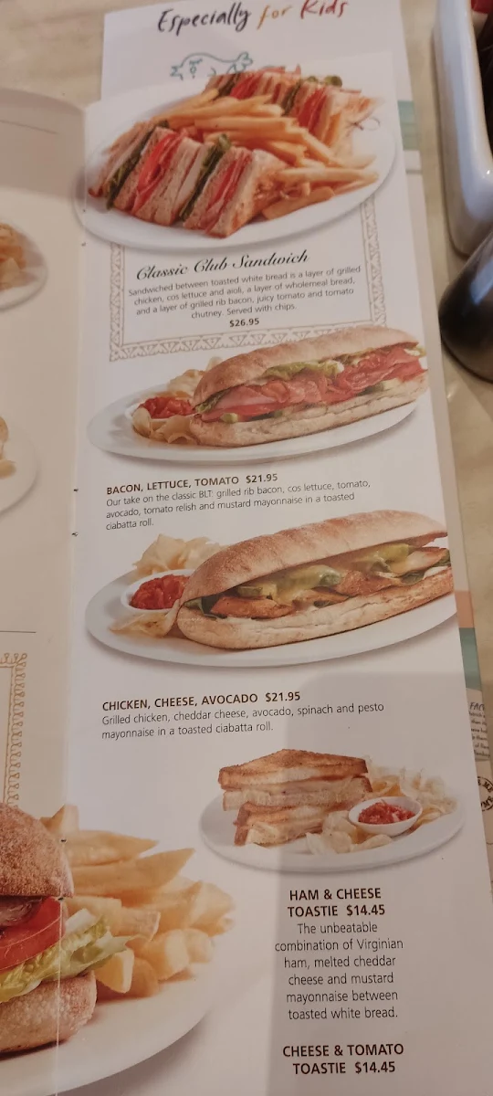 Menu, Dôme Café - Kalgoorlie