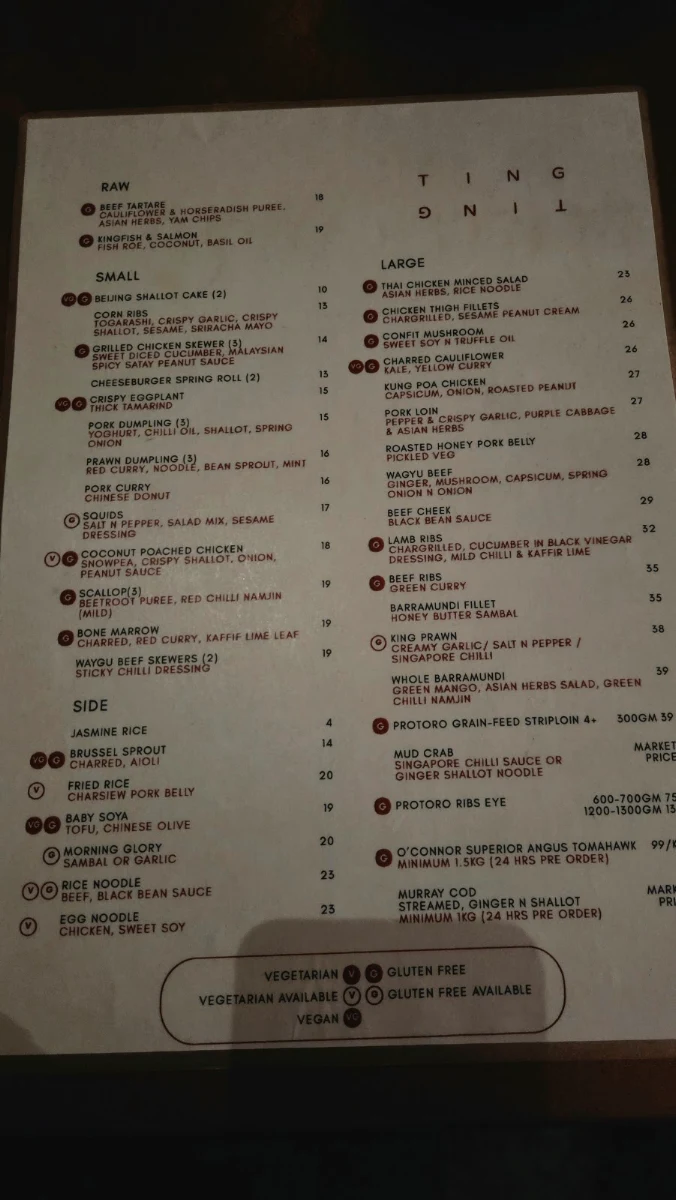 Menu, Ting Ting