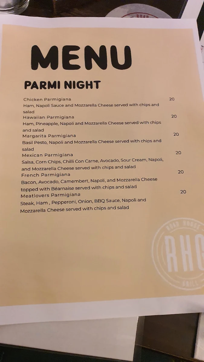 Menu, Fitzy's Waterford