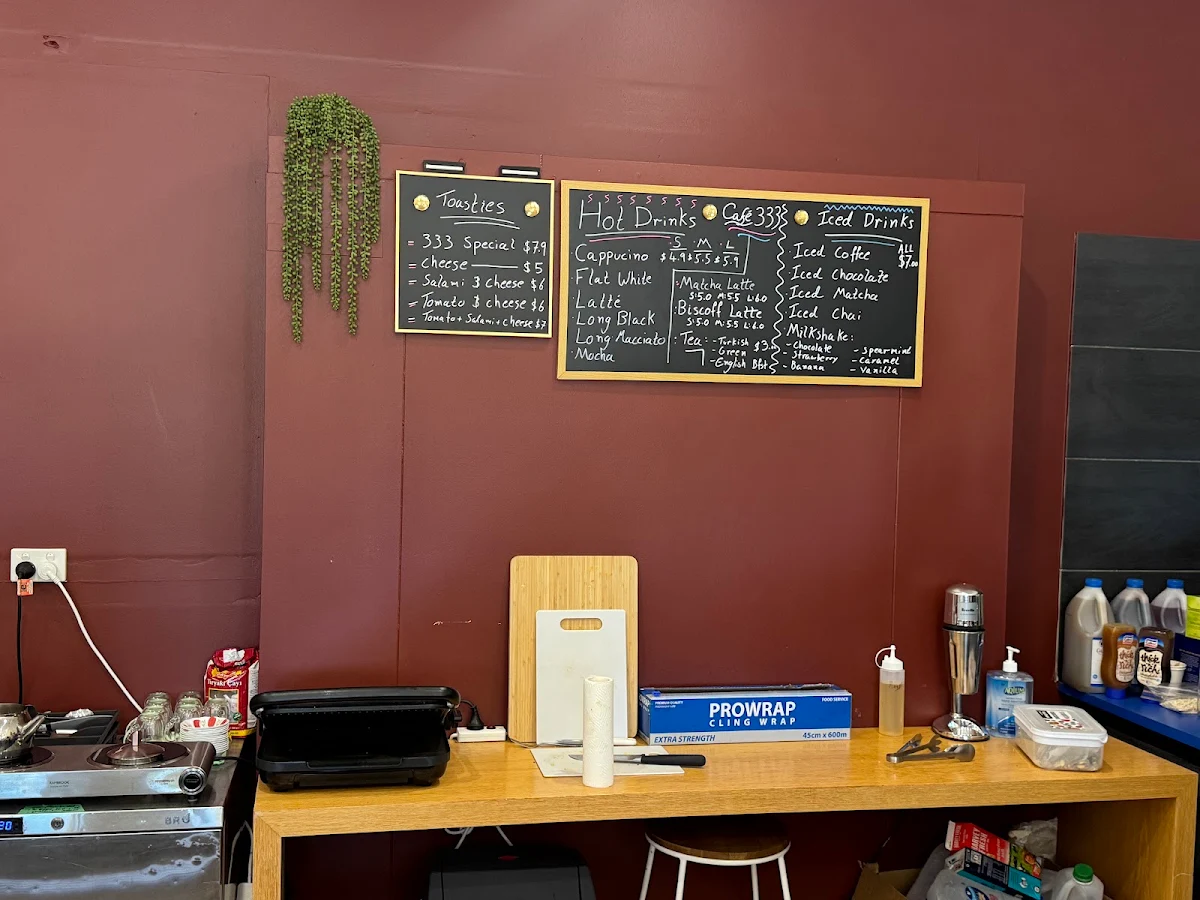 Menu, Cafe 333 Perth