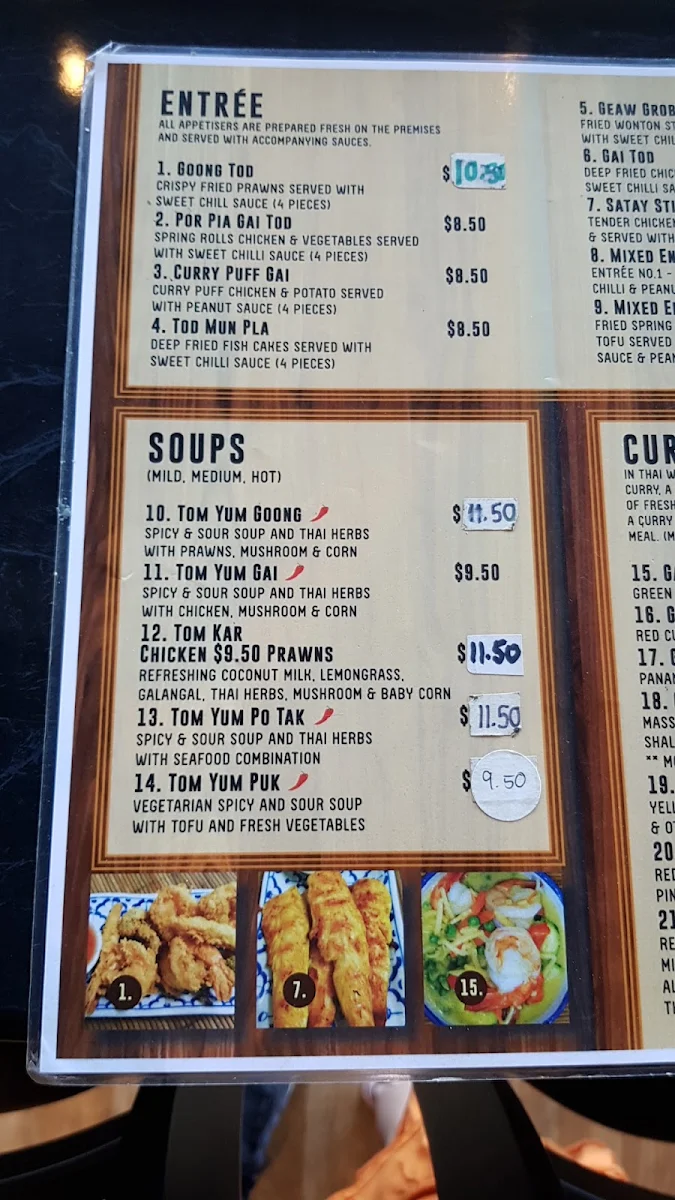 Menu, Real Thai Cafe Grovedale
