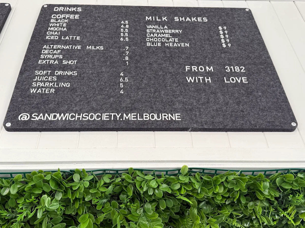 Menu, Sandwich Society