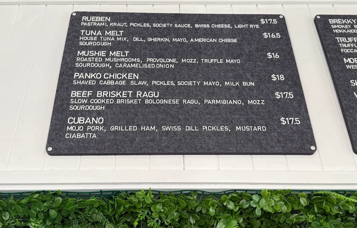 Menu, Sandwich Society