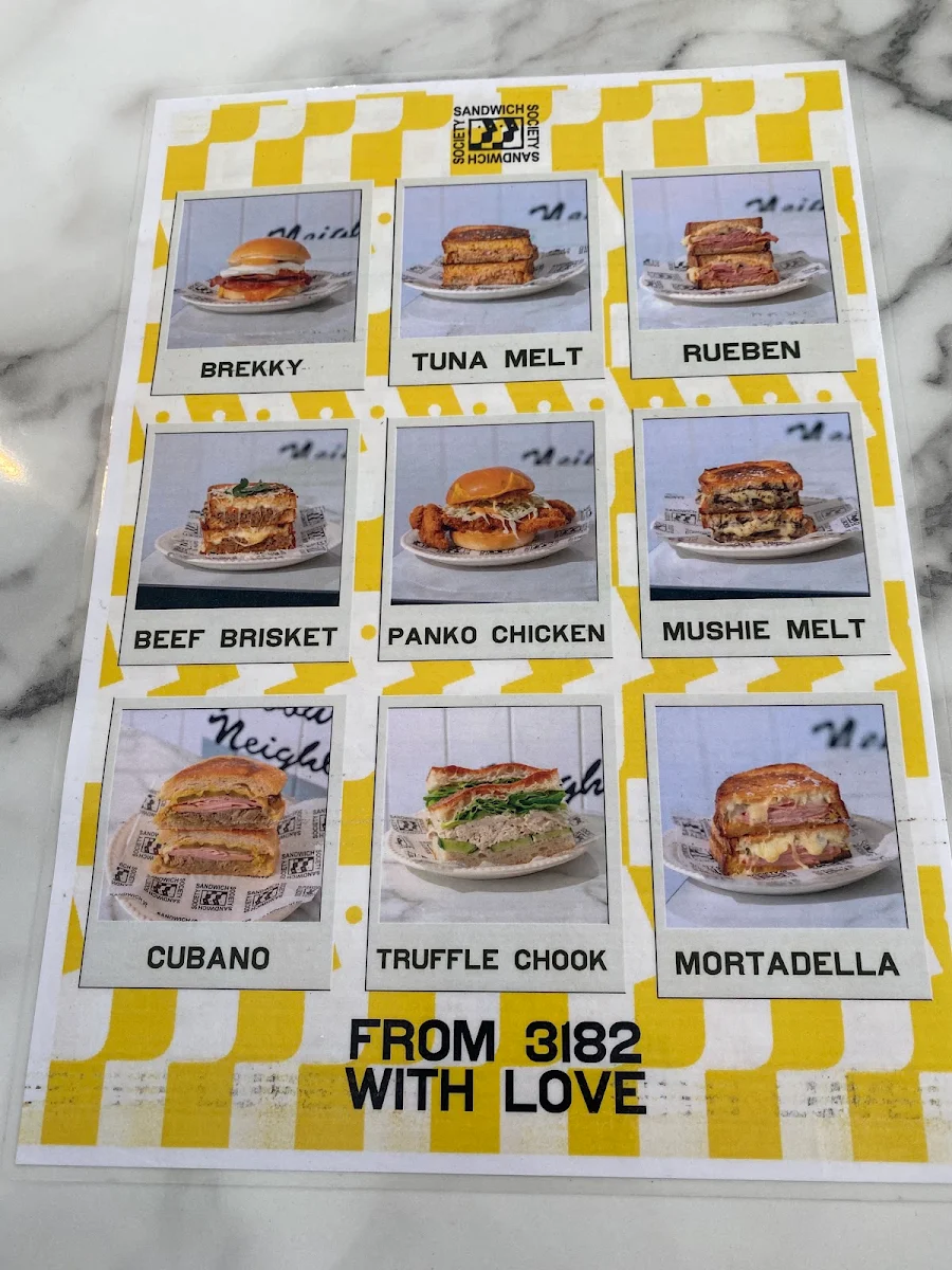 Menu, Sandwich Society