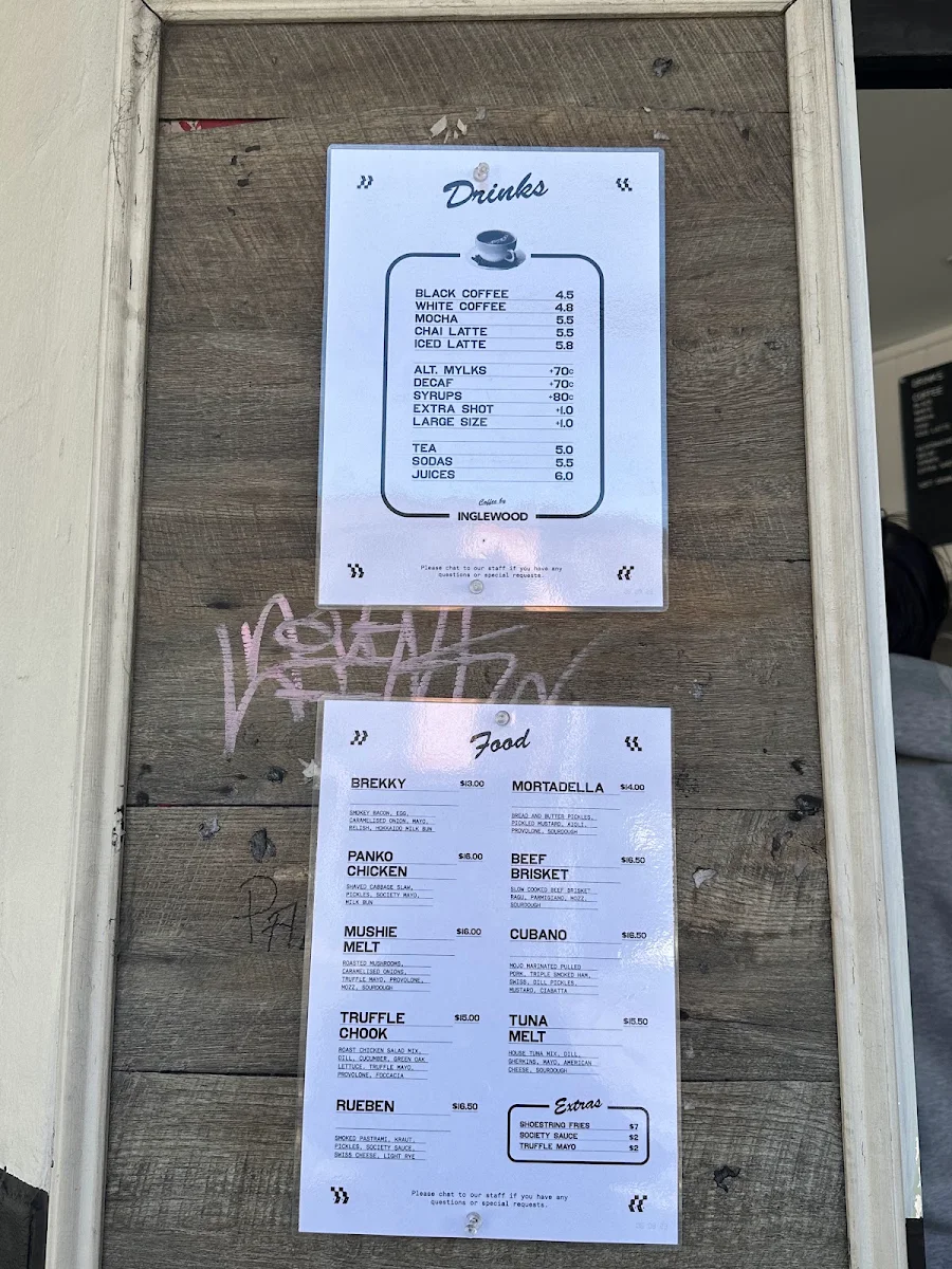 Menu, Sandwich Society