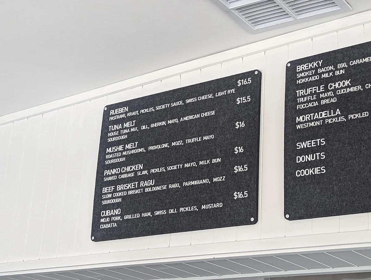 Menu, Sandwich Society