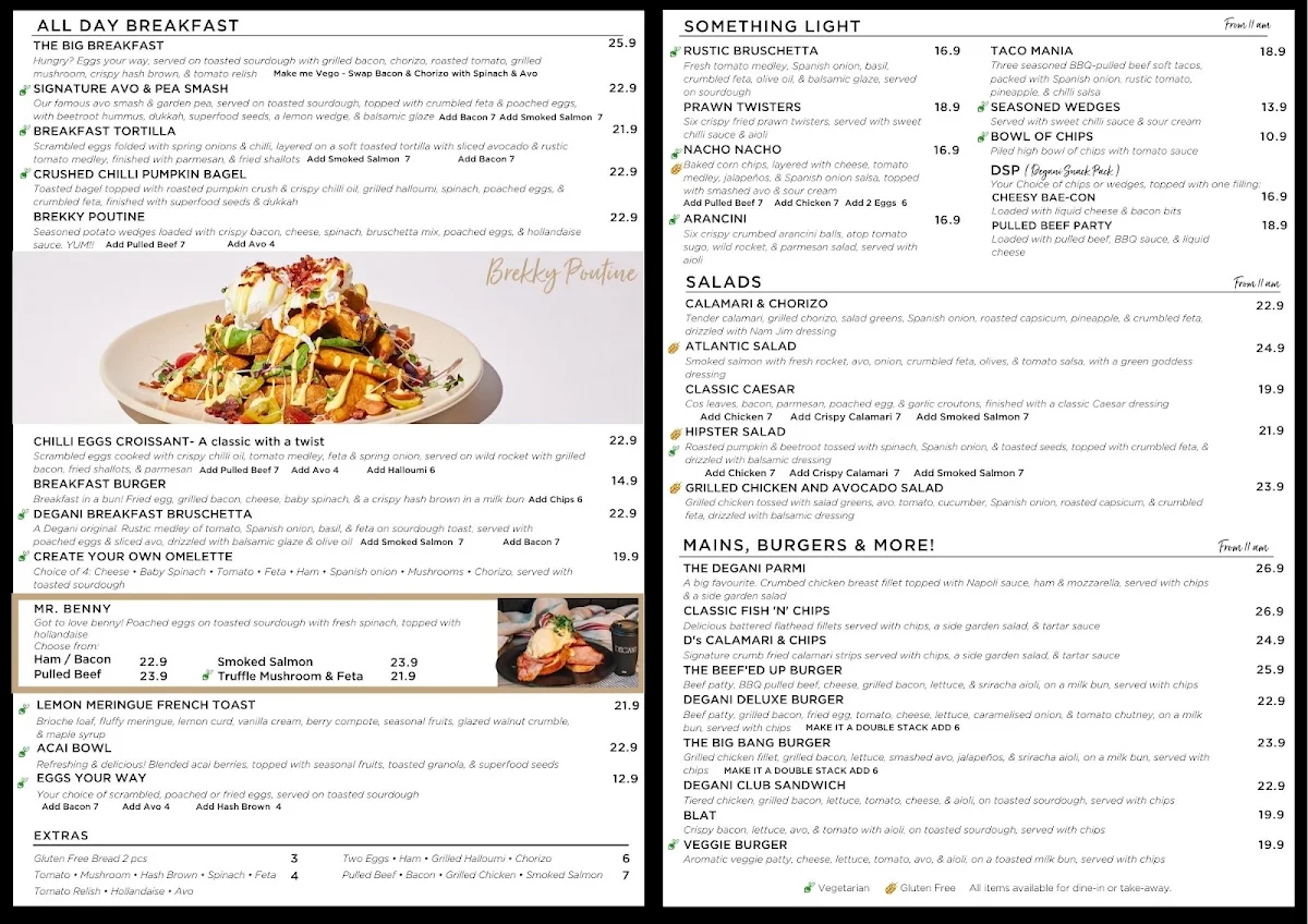 Menu, Degani Bacchus Marsh