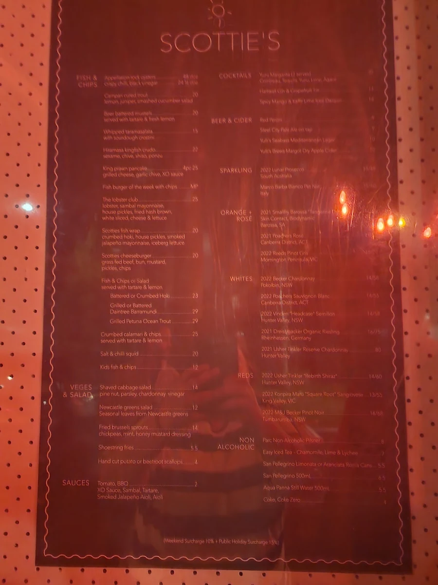 Menu, Scottie's