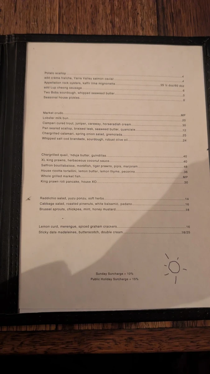 Menu, Scottie's