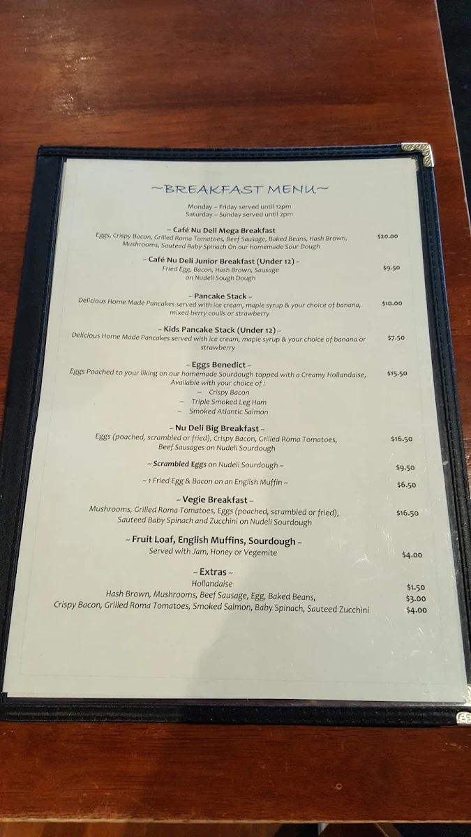 Menu, Cafe Nudeli / Nudeli Express Fish & Chips Hamburgers