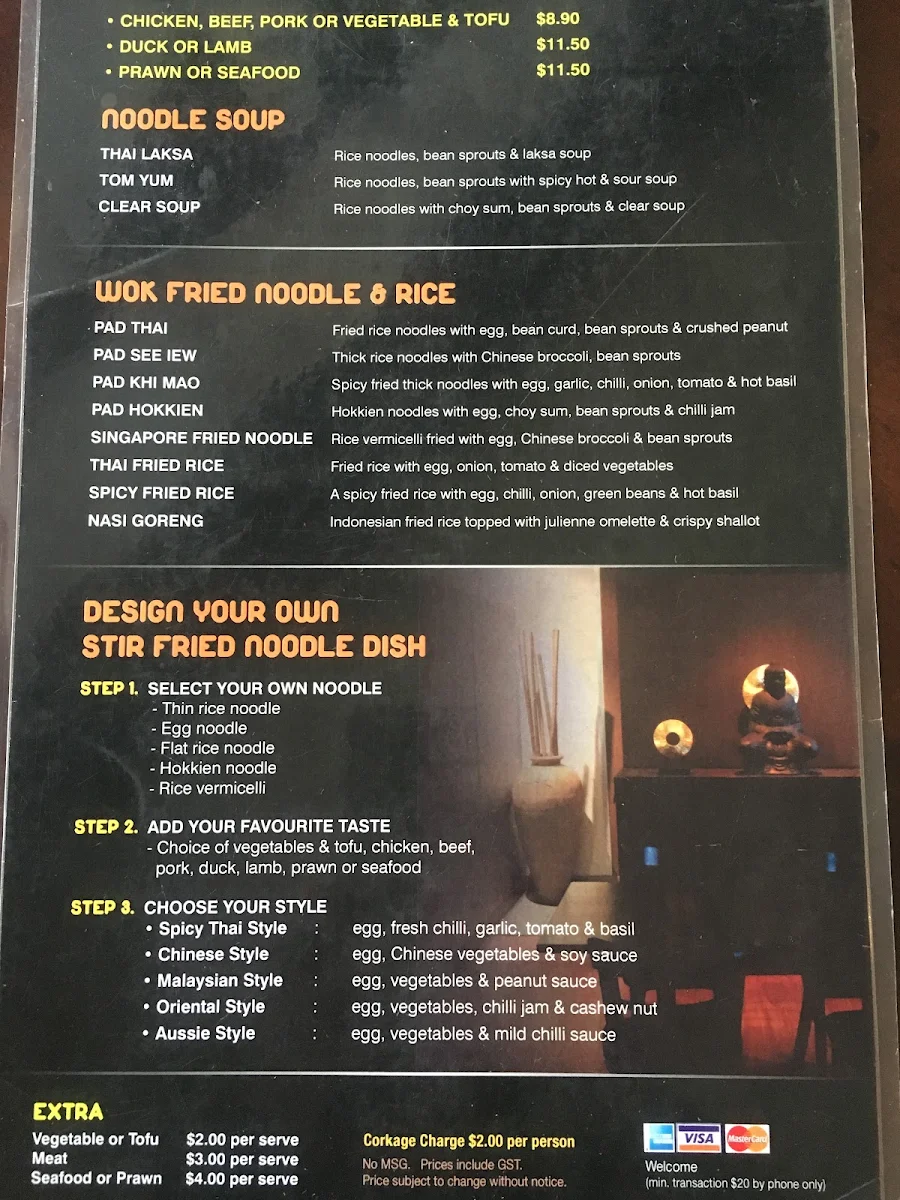 Menu, Kings Corner Thai Five Dock
