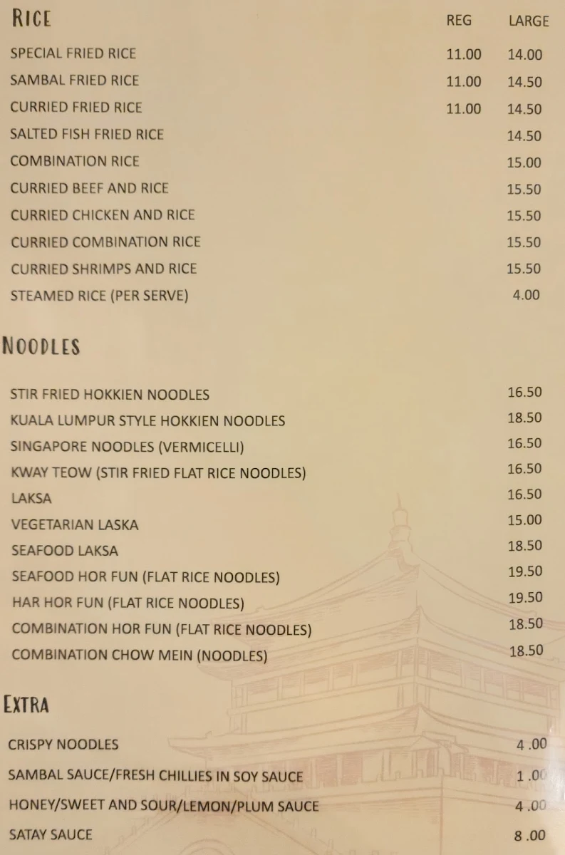 Menu, Prince Room Restaurant