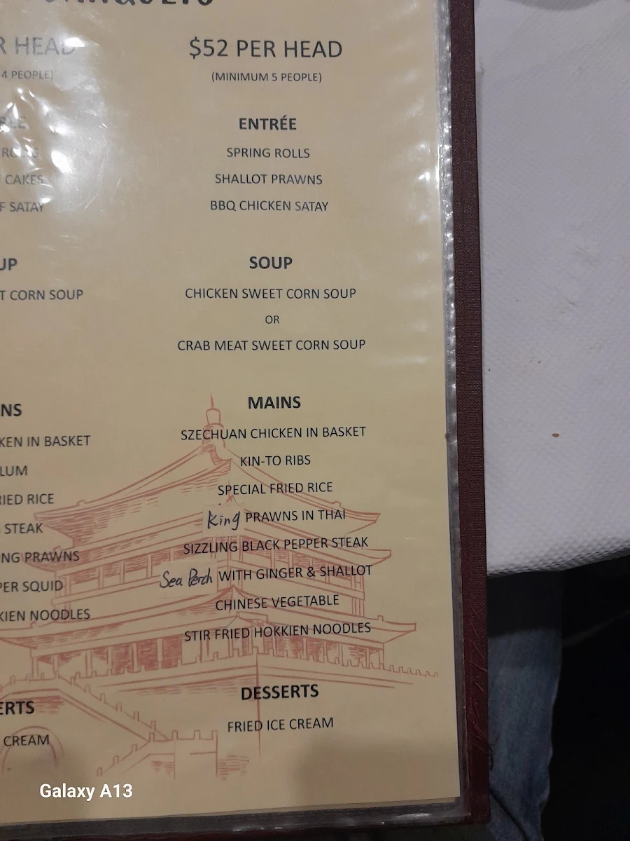 Menu, Prince Room Restaurant