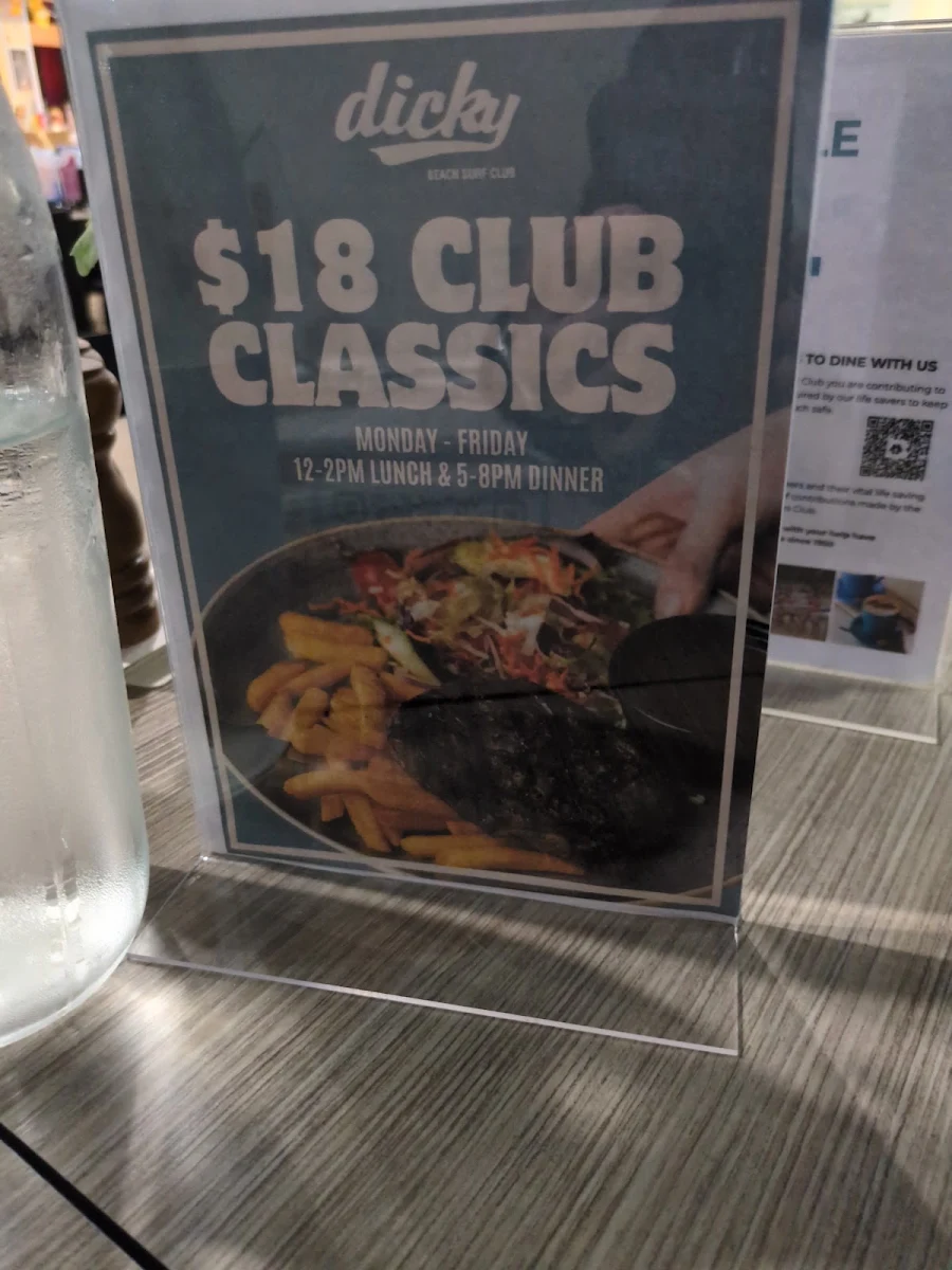 Menu, Dicky Beach Surf Club