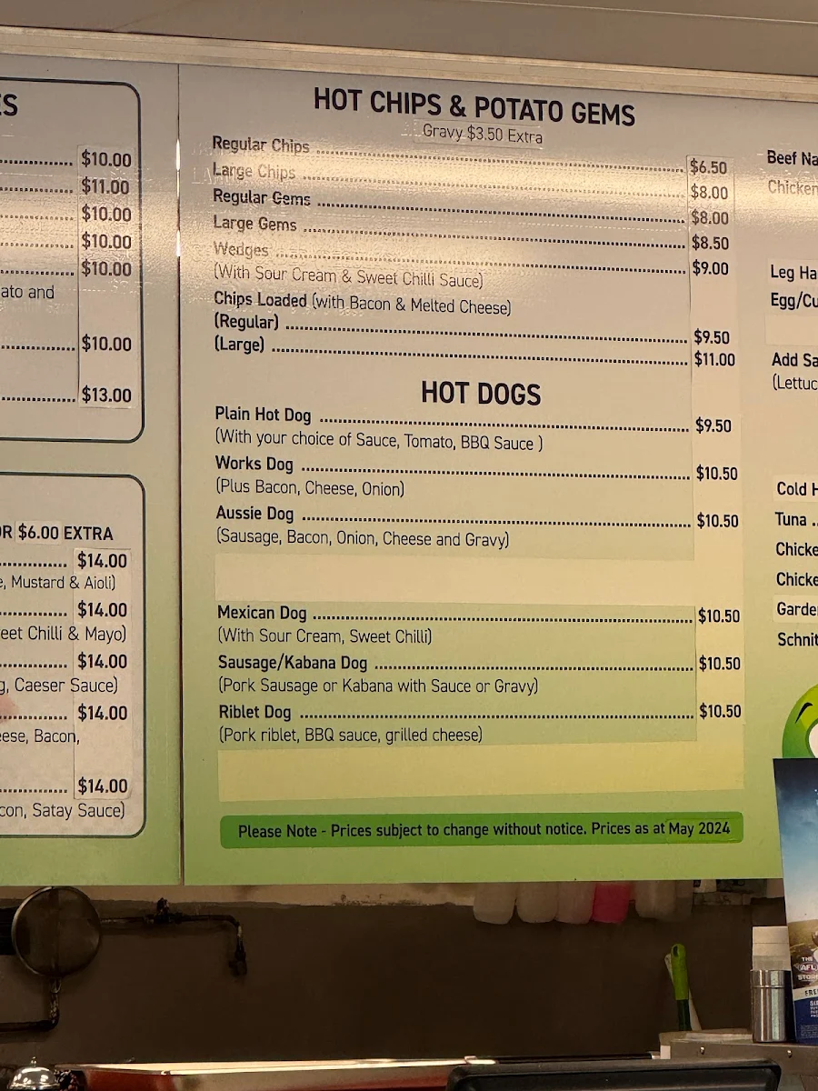 Menu, Pitstop Café Slacks Creek