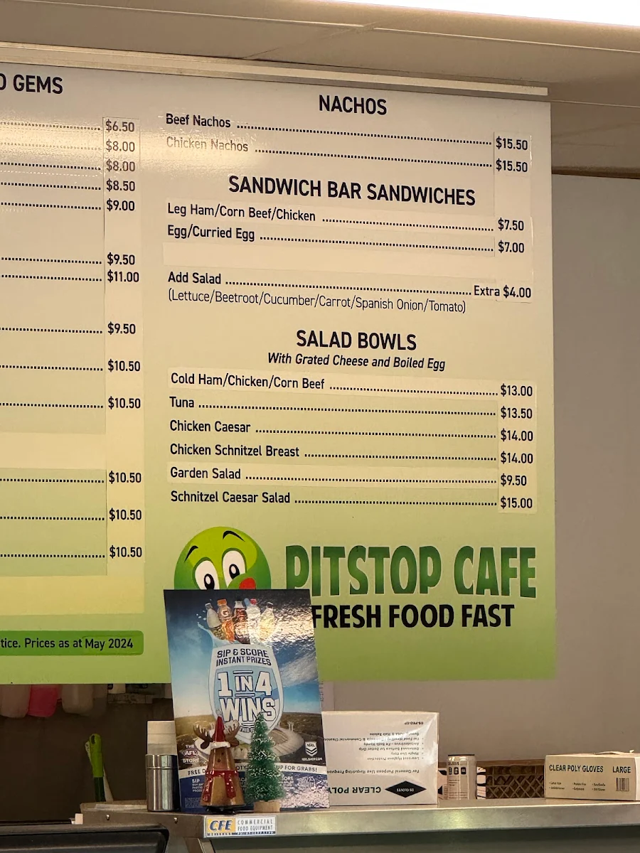 Menu, Pitstop Café Slacks Creek