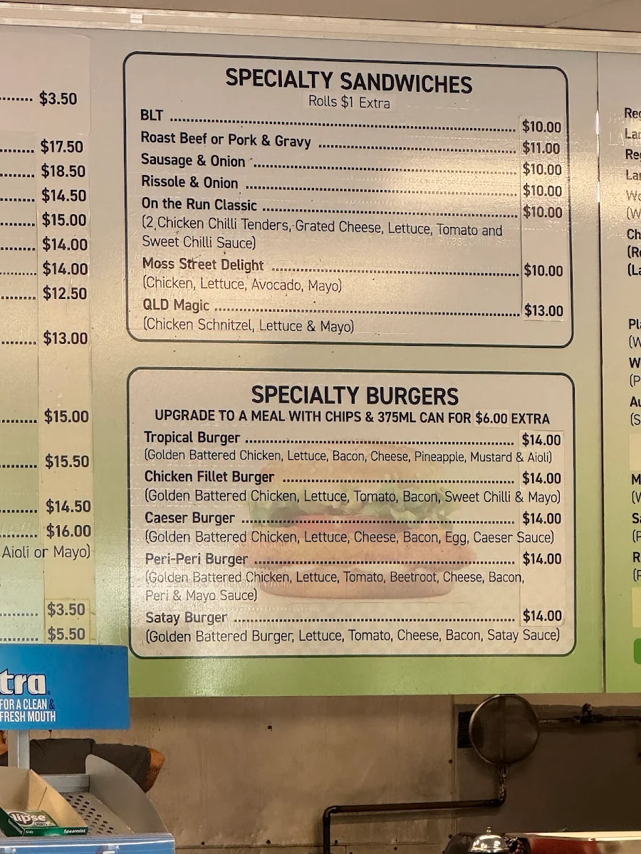 Menu, Pitstop Café Slacks Creek