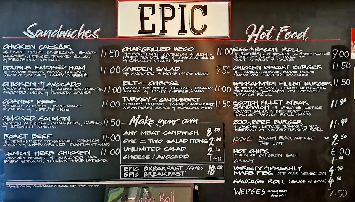 Menu, EPIC Sandwiches