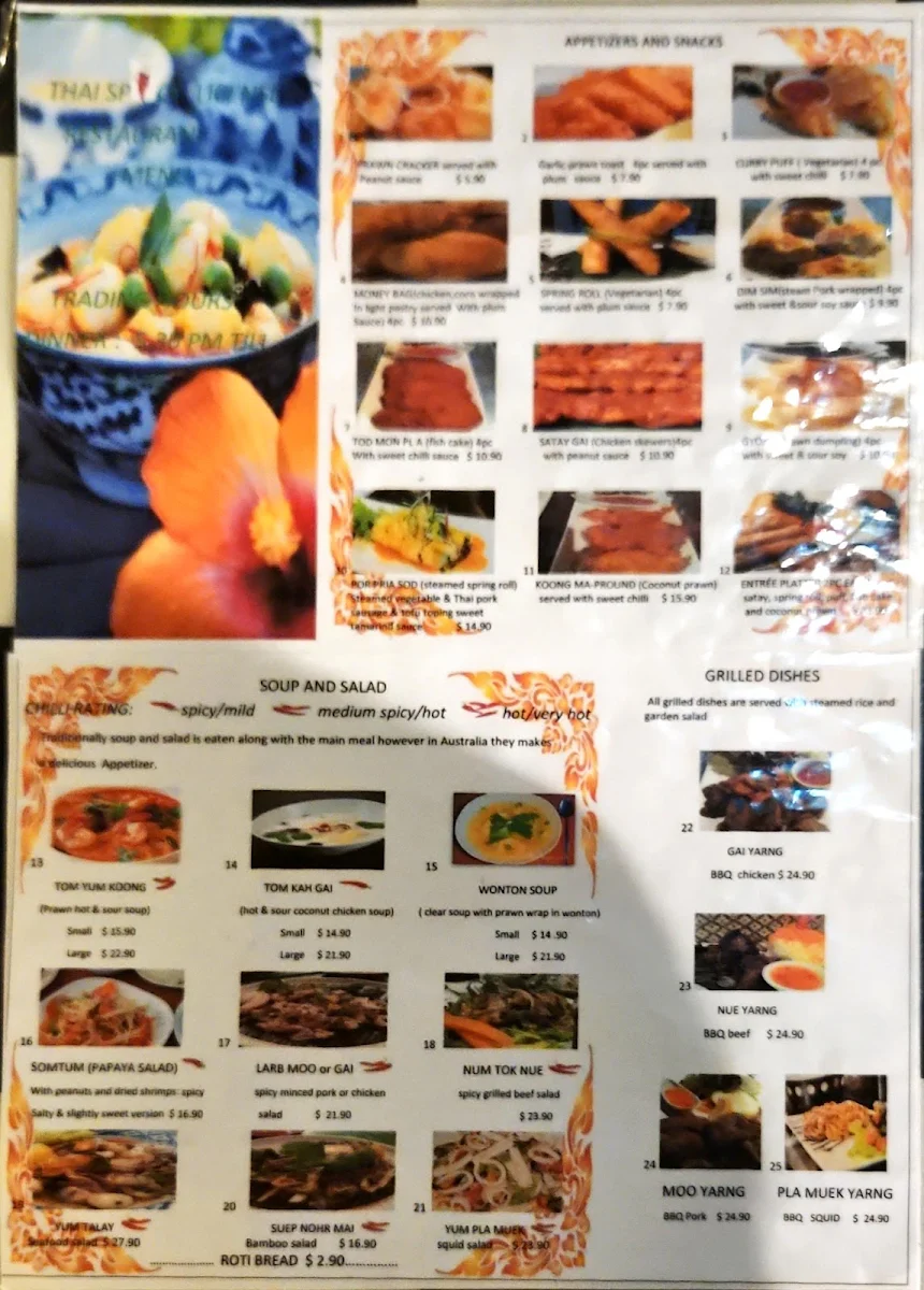 Menu, Spicy Thai