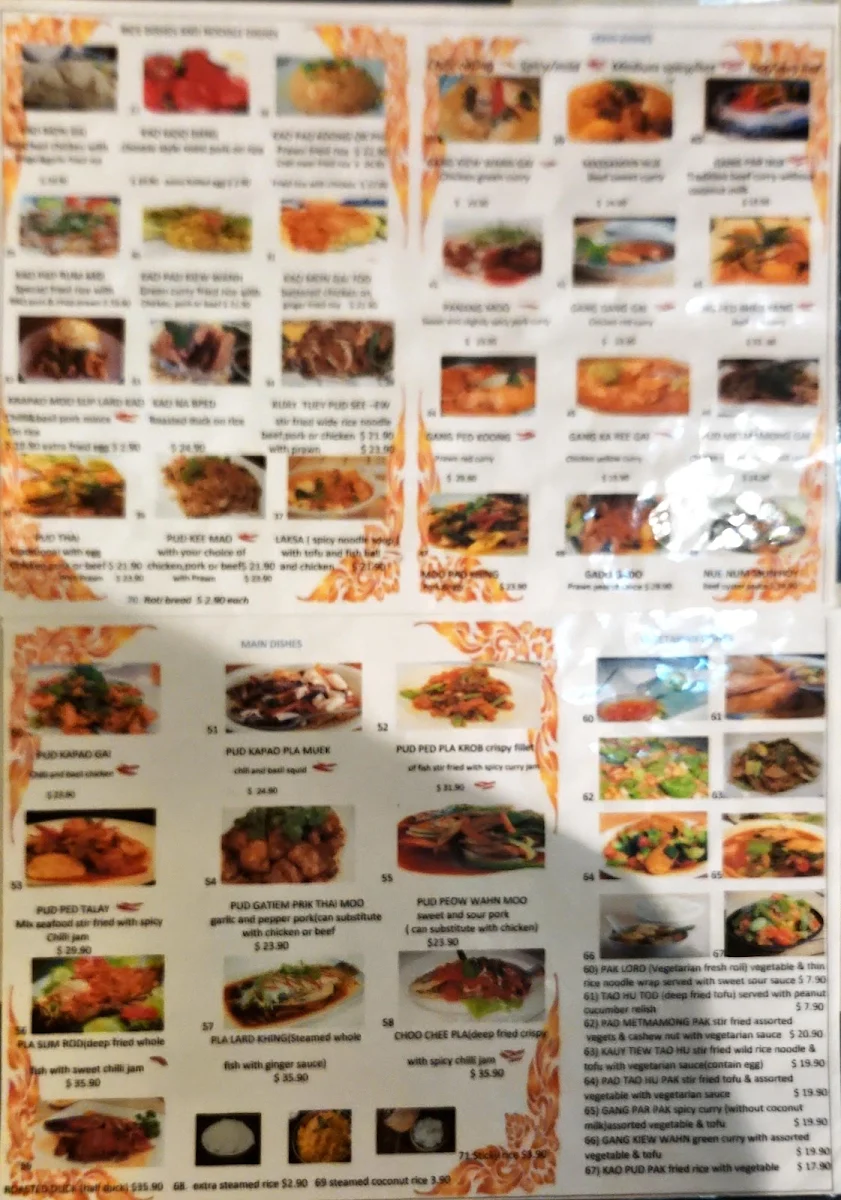 Menu, Spicy Thai