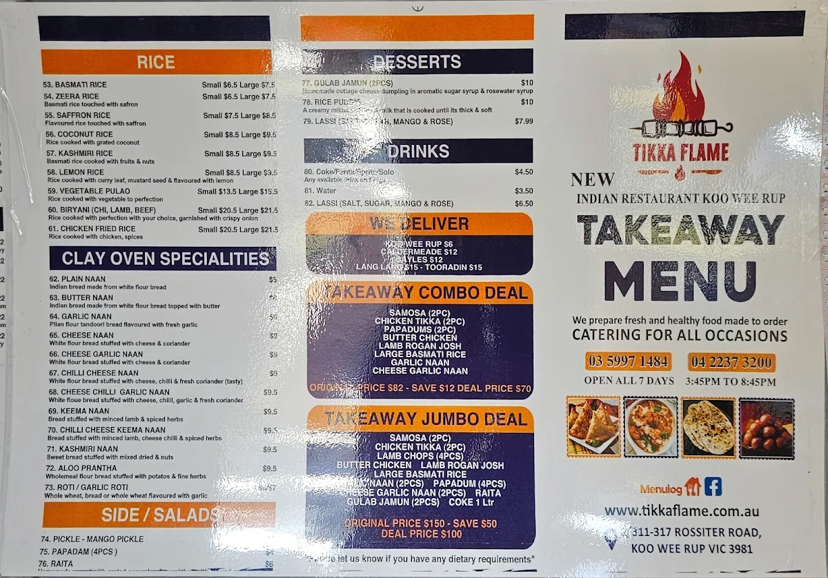 Menu, Tikka Flame - Best Indian Restaurant