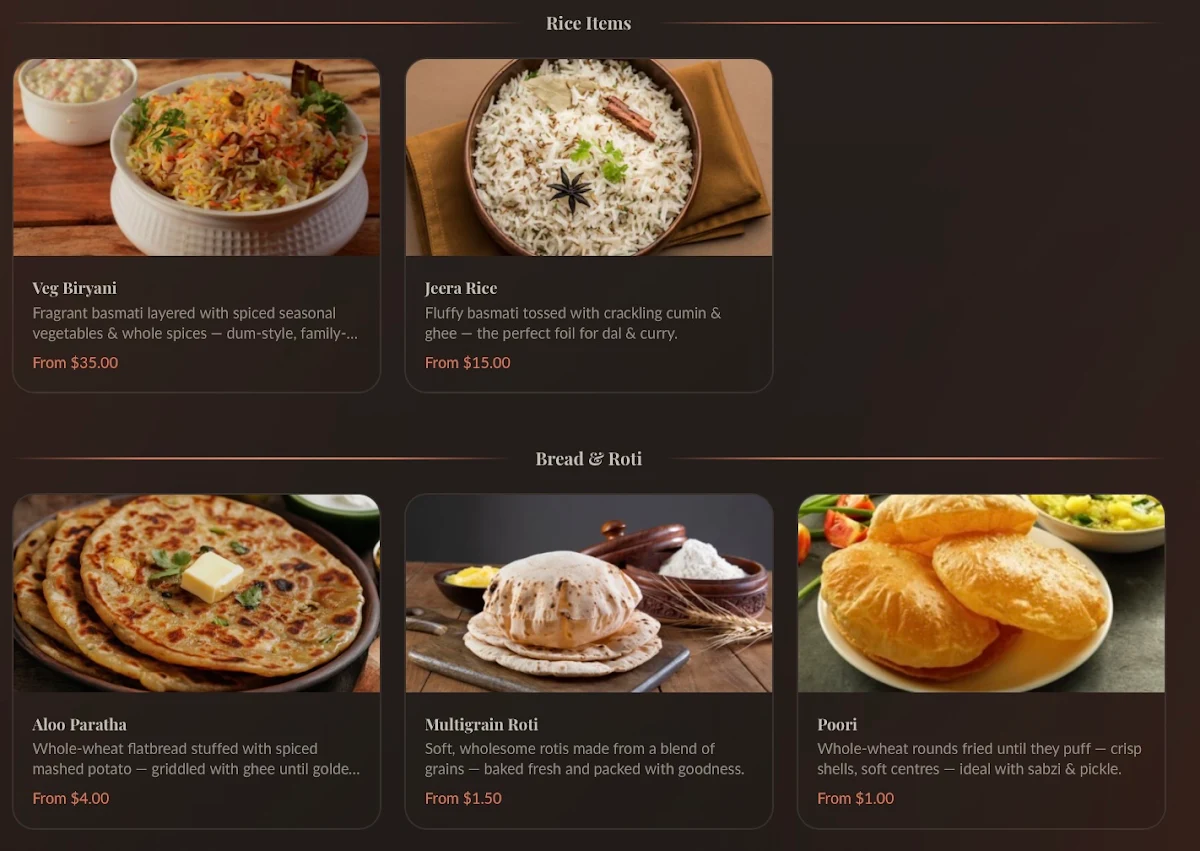 Menu, FlavrHub