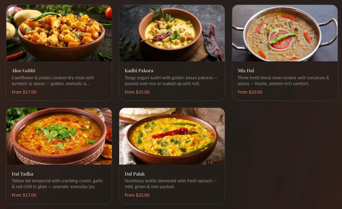 Menu, FlavrHub