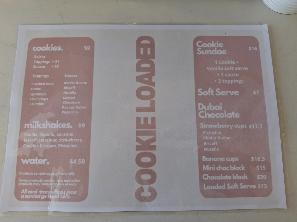 Menu, Cookie Loaded