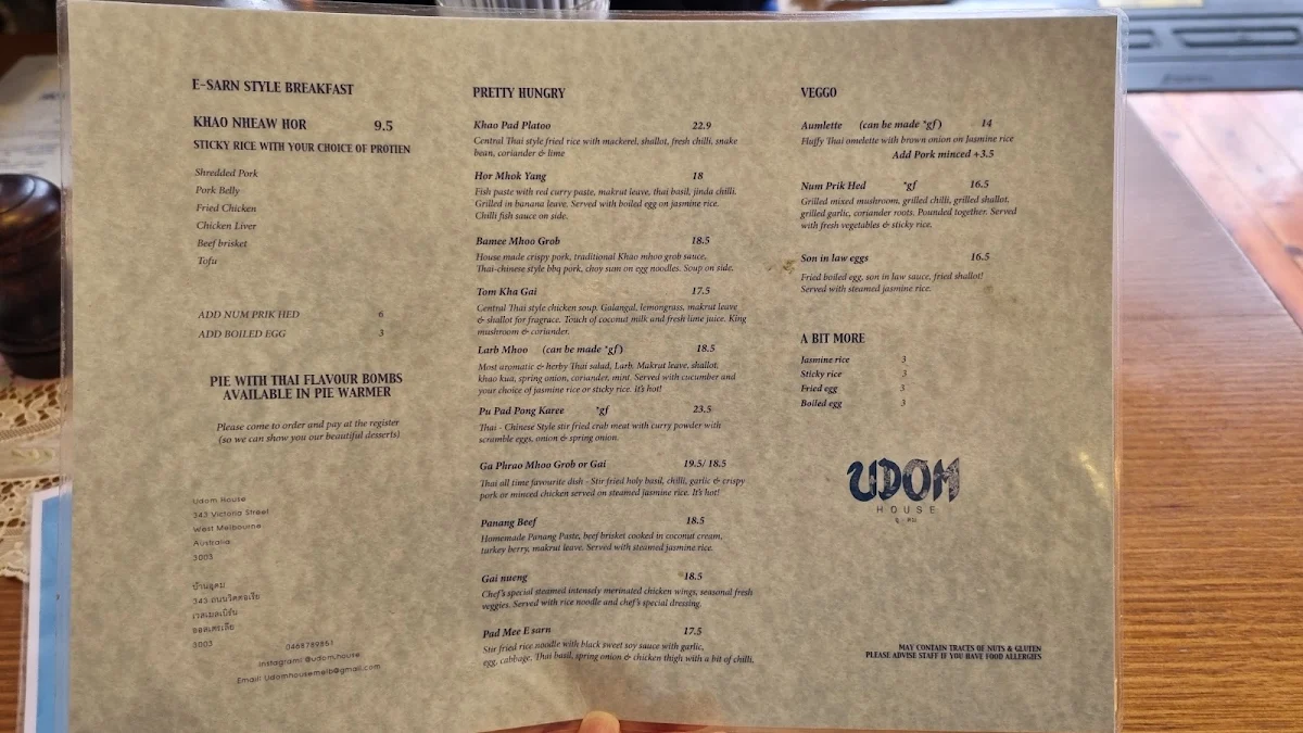 Menu, Udom House
