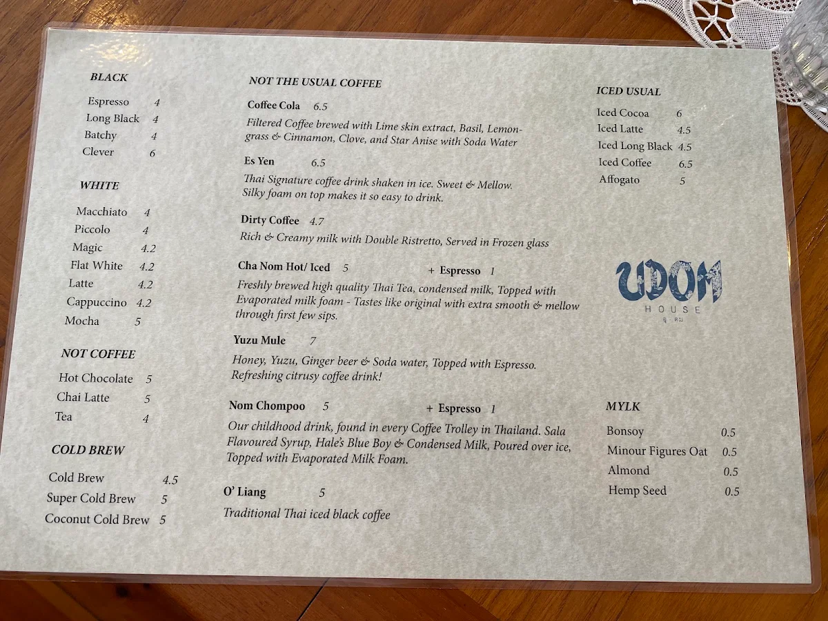 Menu, Udom House