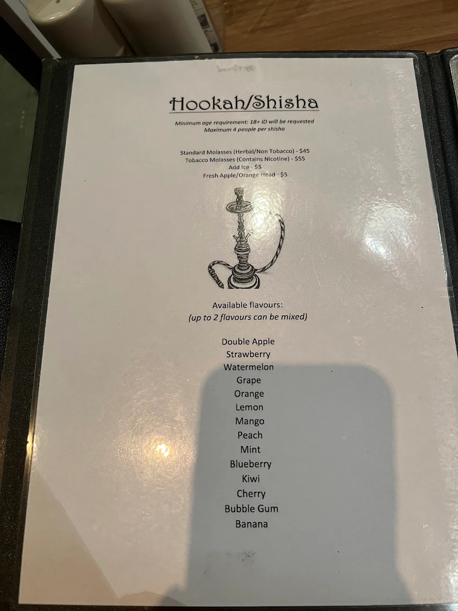 Menu, Anais Restaurant - Taste of Persia & Shisha