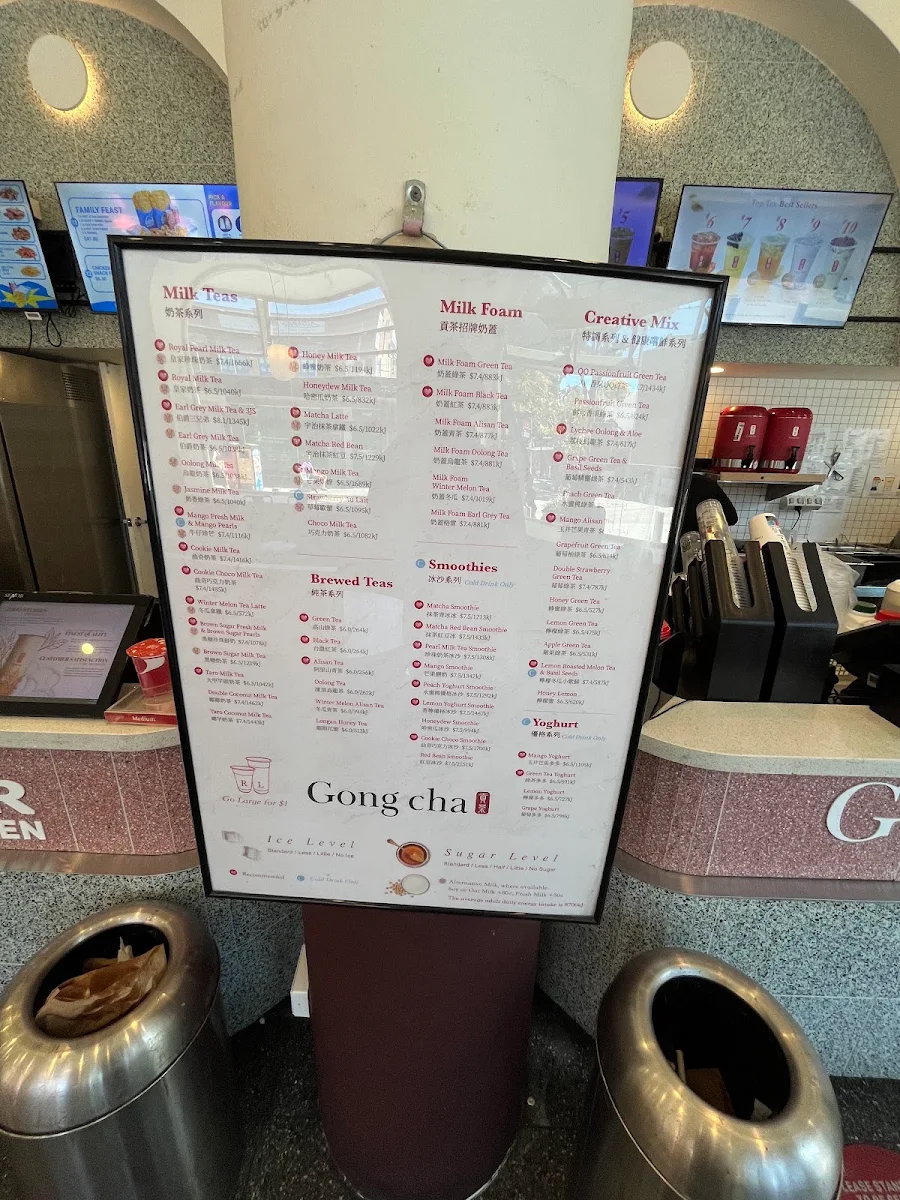 Menu, Gong Cha Box Hill