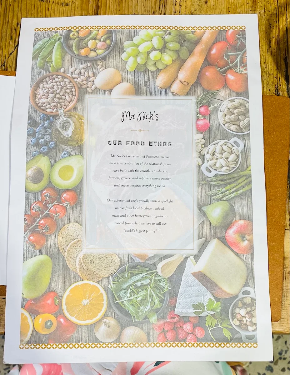 Menu, Mr. Nick's Kitchen & Coffee Bar