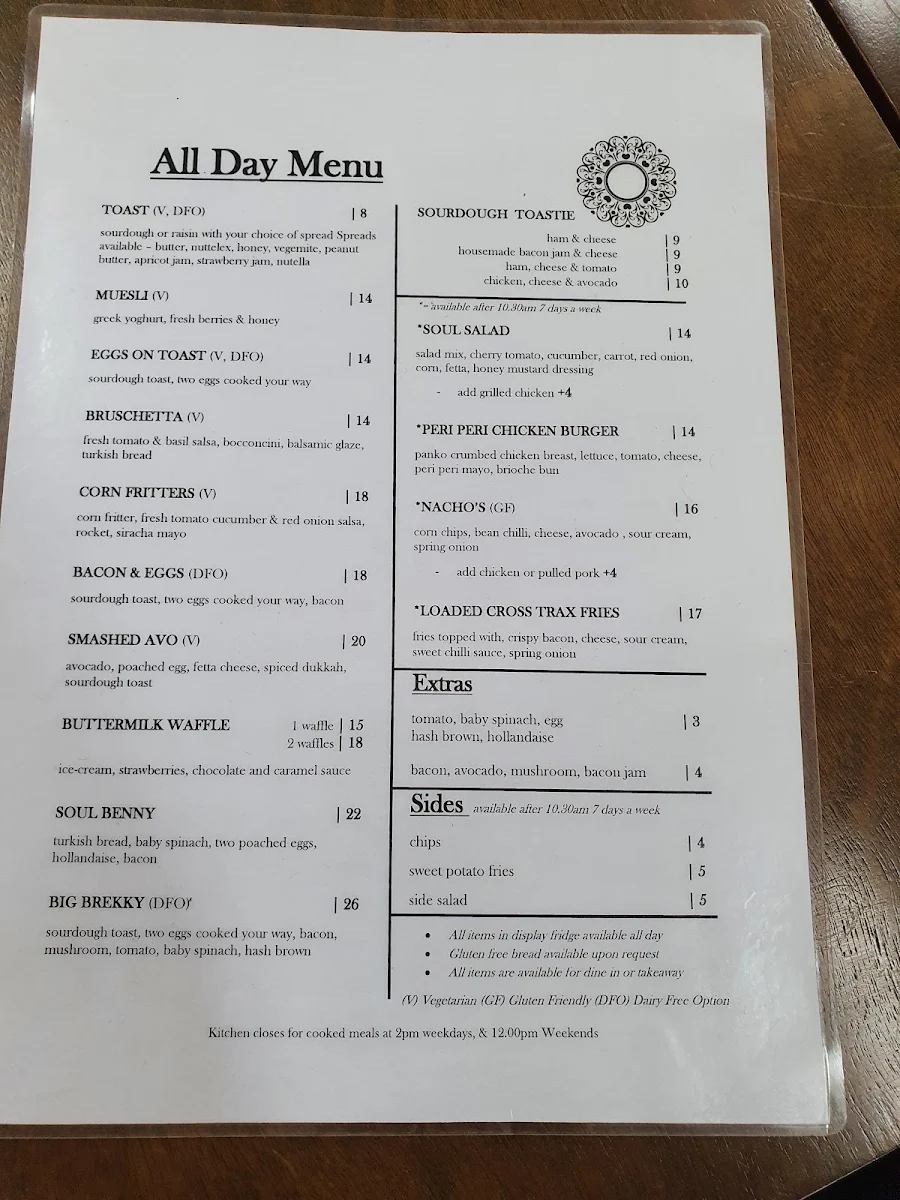 Menu, Soul Cafe and Wine Bar