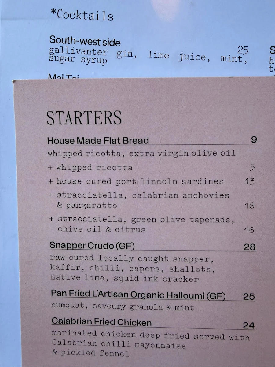 Menu, The Dart And Marlin