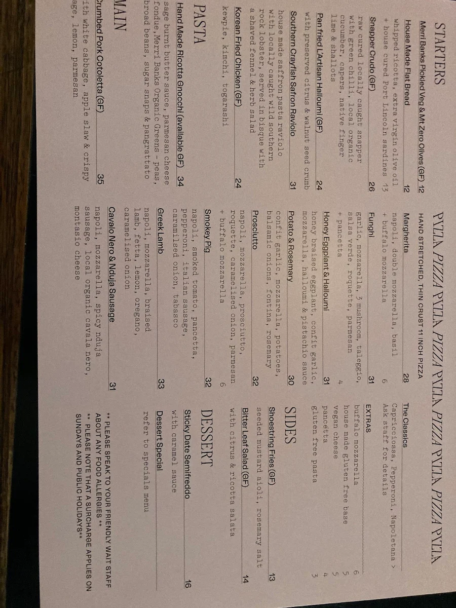 Menu, The Dart And Marlin