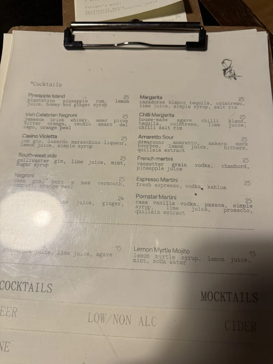Menu, The Dart And Marlin