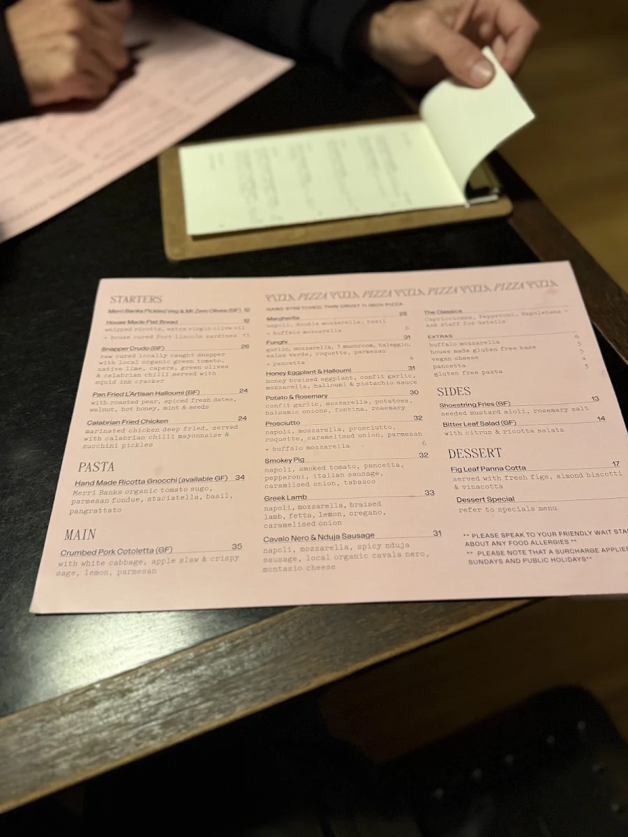 Menu, The Dart And Marlin