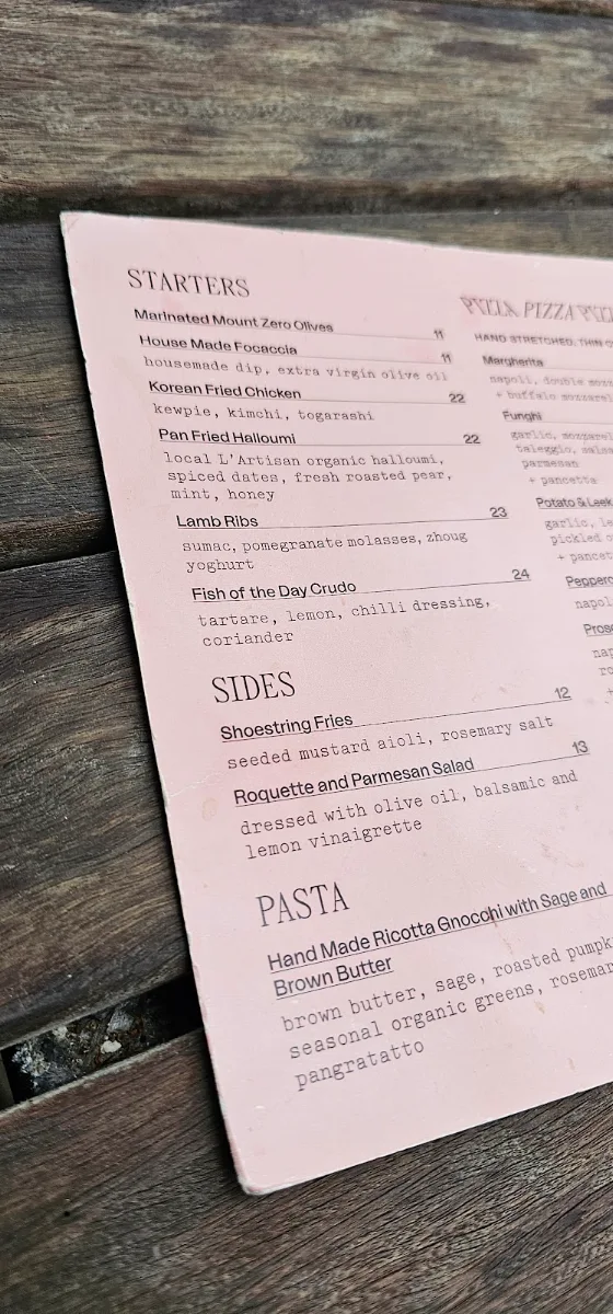 Menu, The Dart And Marlin