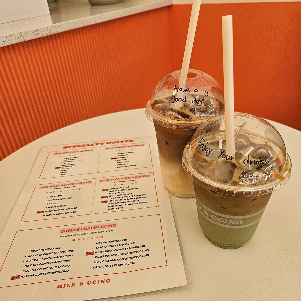 Menu, MILK & CCINO