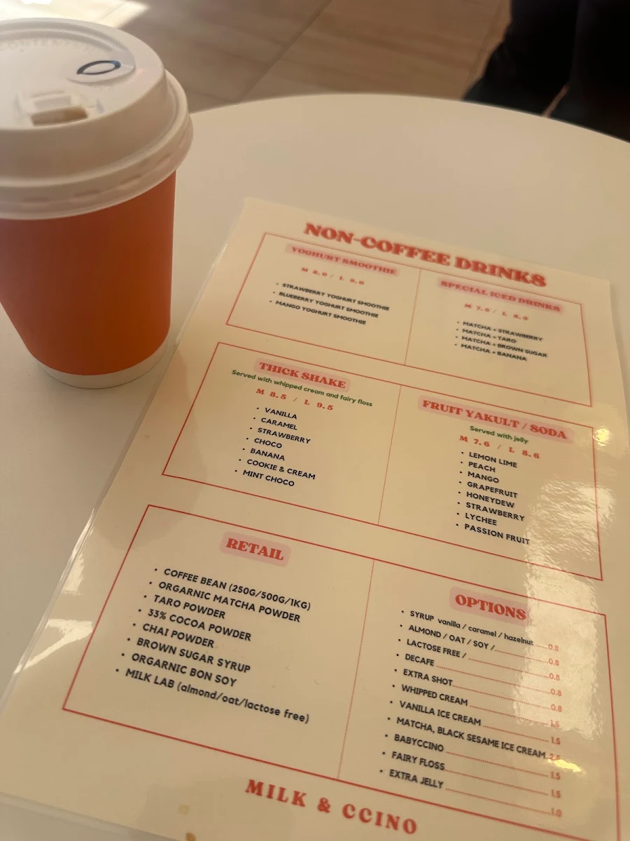 Menu, MILK & CCINO