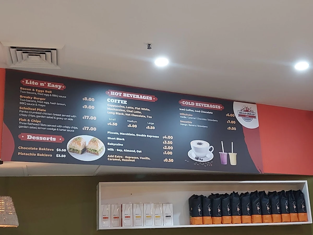 Menu, Hills Grills Riverstone
