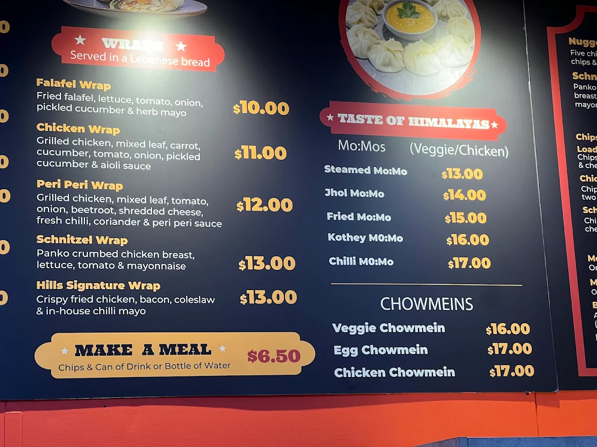 Menu, Hills Grills Riverstone