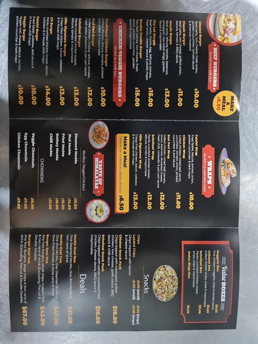 Menu, Hills Grills Riverstone
