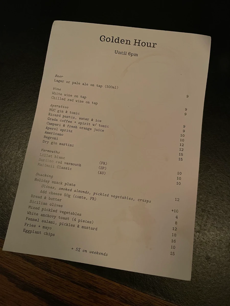 Menu, Bar Holiday