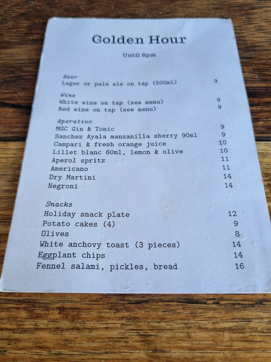 Menu, Bar Holiday