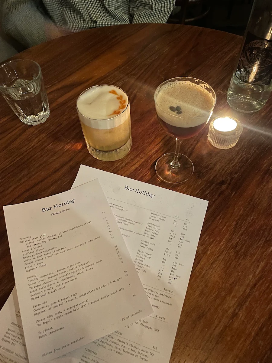 Menu, Bar Holiday