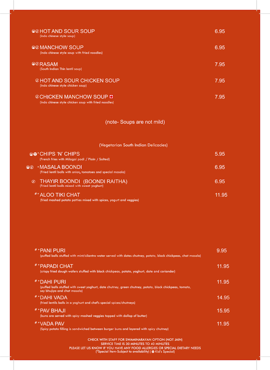 Menu, Sankalp Indian Restaurant Surfers Paradise Gold Coast